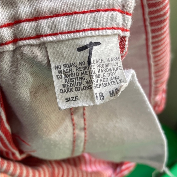 OshKosh B'gosh Kids Red Striped Overalls - Picture 5 of 6